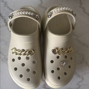 Crocs Mega Crush Clogs Custom Charms 11 White